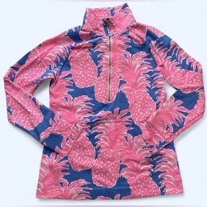 Lilly Pulitzer Pink and Blue Pineapple Quarter Zip Jacket
